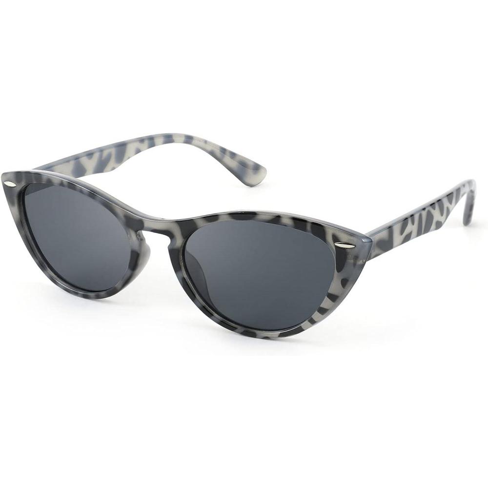 imageFEISEDY Retro Cat Eye Sunglasses Women Men Vintage Small Cateye UV400 Sunglasses B2617Grey Leapard