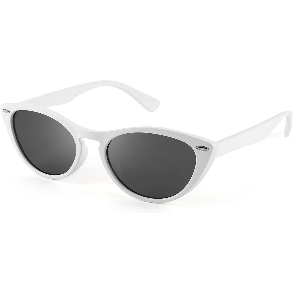 imageFEISEDY Retro Cat Eye Sunglasses Women Men Vintage Small Cateye UV400 Sunglasses B2617White