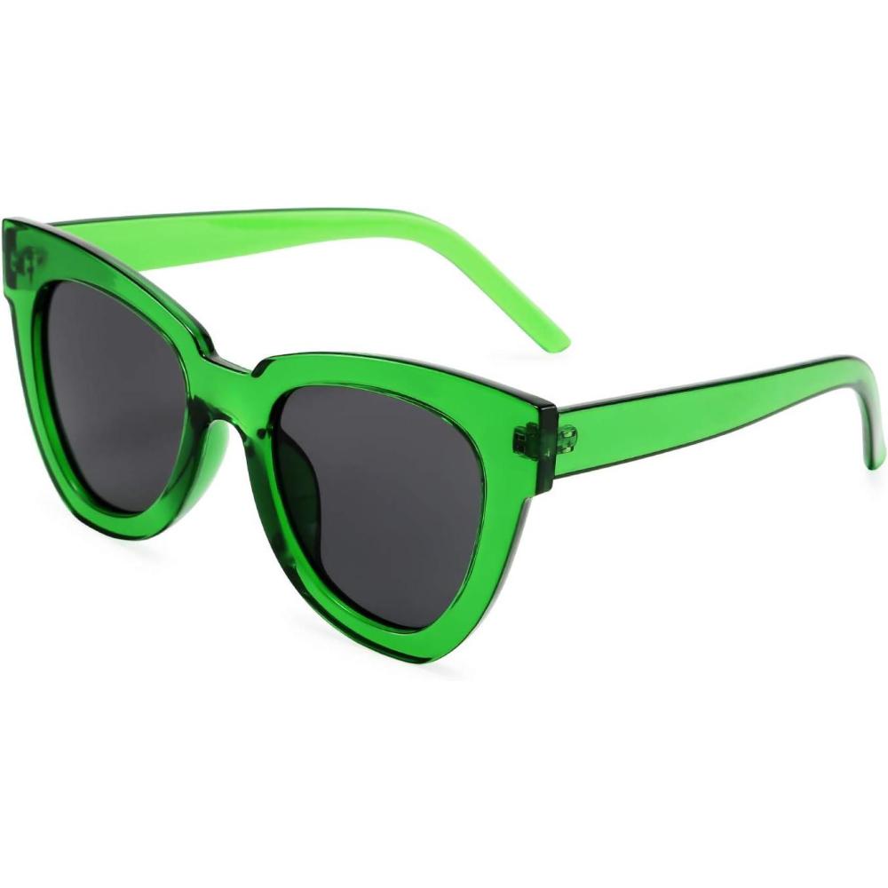 imageFEISEDY Retro Cat Eye Sunglasses Women Men Vintage Square Cateye UV400 Sunglasses B2586Green
