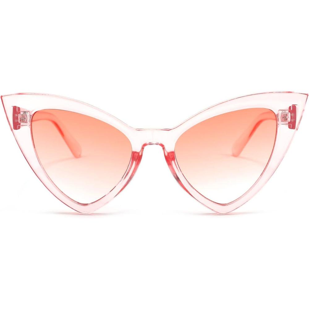 imageFEISEDY Retro Cat Eye Sunglasses for Women Fashion Vintage Cateye Sun Glasses B2235004 Transparent Pink FramePink Gradient Lens