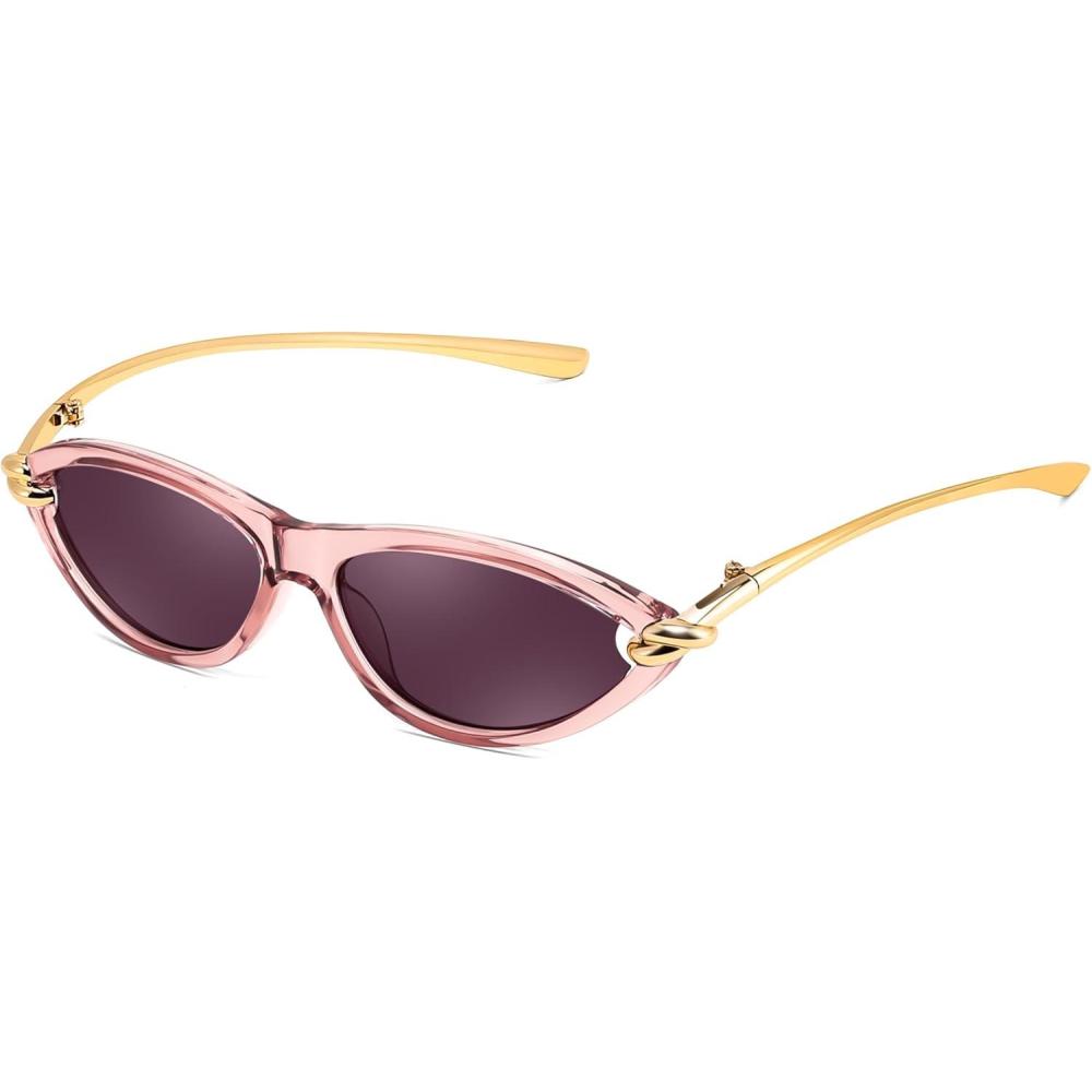 imageFEISEDY Retro Oval Cat Eye Sunglasses for Women Y2k Small Cateye Sun Glasses Womens Mens Trendy 90s Shades B4186PinkPurple