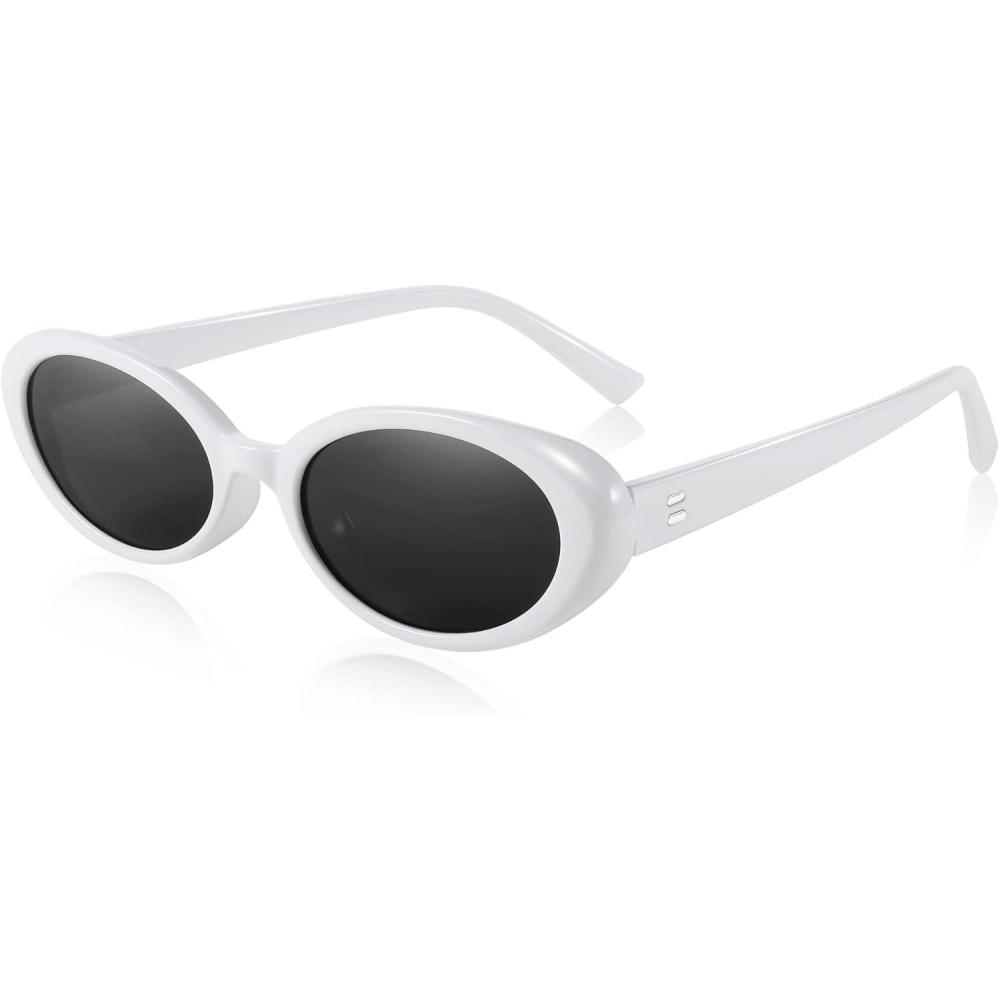 imageFEISEDY Retro Oval Sunglasses for Women Men 90s Small Oval Round Shades UV400 Protection Sunnies B9072
