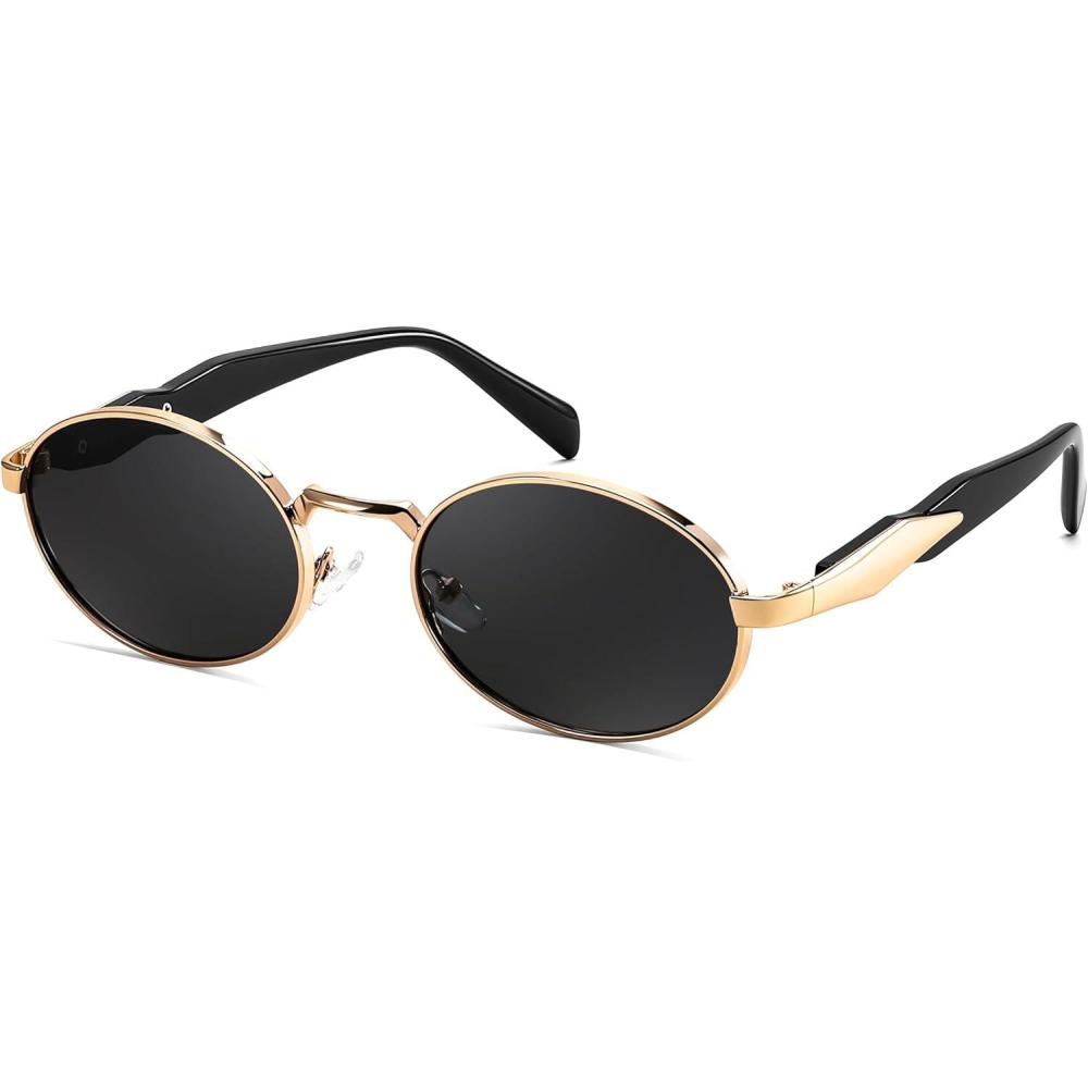 imageFEISEDY Retro Oval Women Sunglasses Small Trendy Sun Glasses for Men B4170Black
