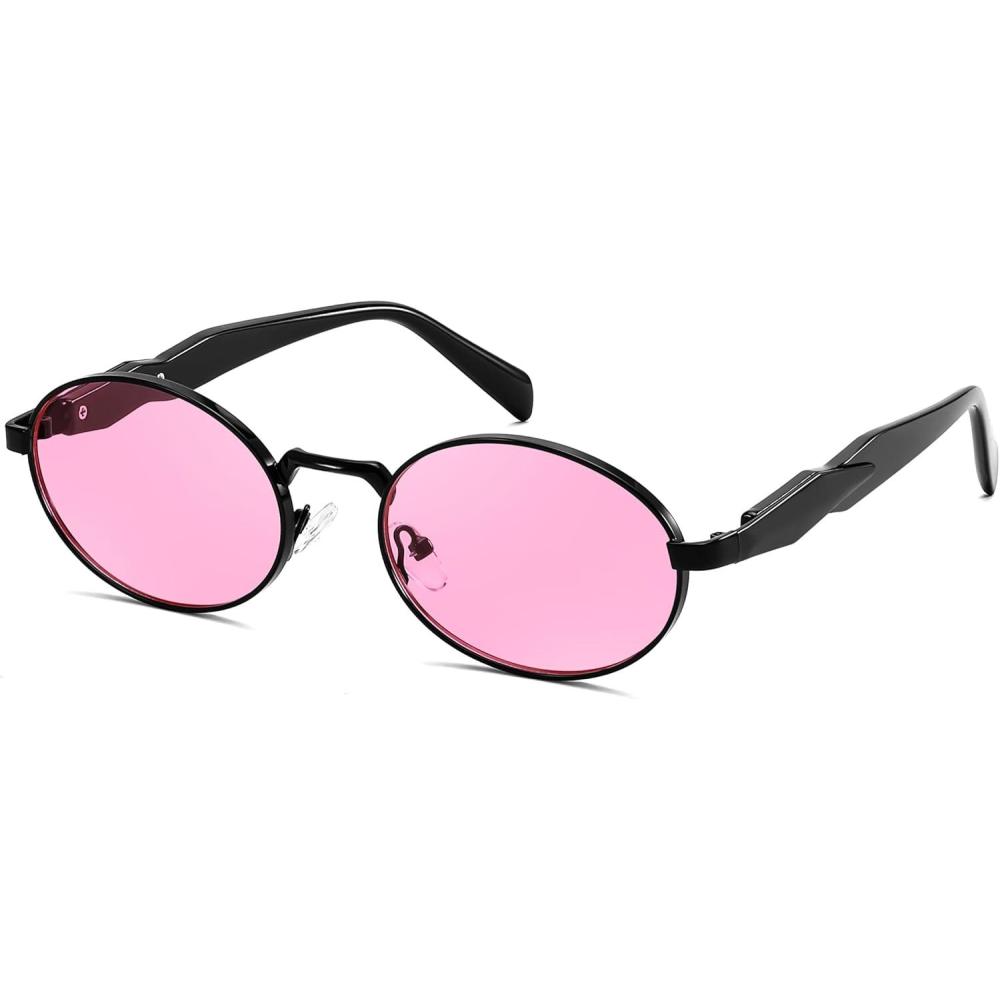 imageFEISEDY Retro Oval Women Sunglasses Small Trendy Sun Glasses for Men B4170Pink