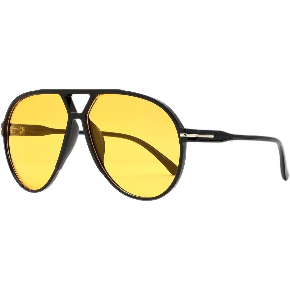 imageFEISEDY Retro Oversized Sunglasses for Women Men Classic 70s Trendy Sun Glasses Vintage Shades B0289BlackYellow
