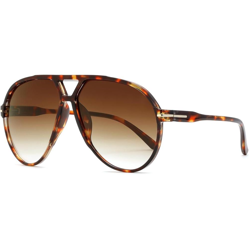 imageFEISEDY Retro Oversized Sunglasses for Women Men Classic 70s Trendy Sun Glasses Vintage Shades B0289TortoiseGradient Tea