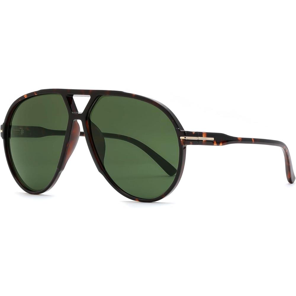 imageFEISEDY Retro Oversized Sunglasses for Women Men Classic 70s Trendy Sun Glasses Vintage Shades B0289TortoiseGreen