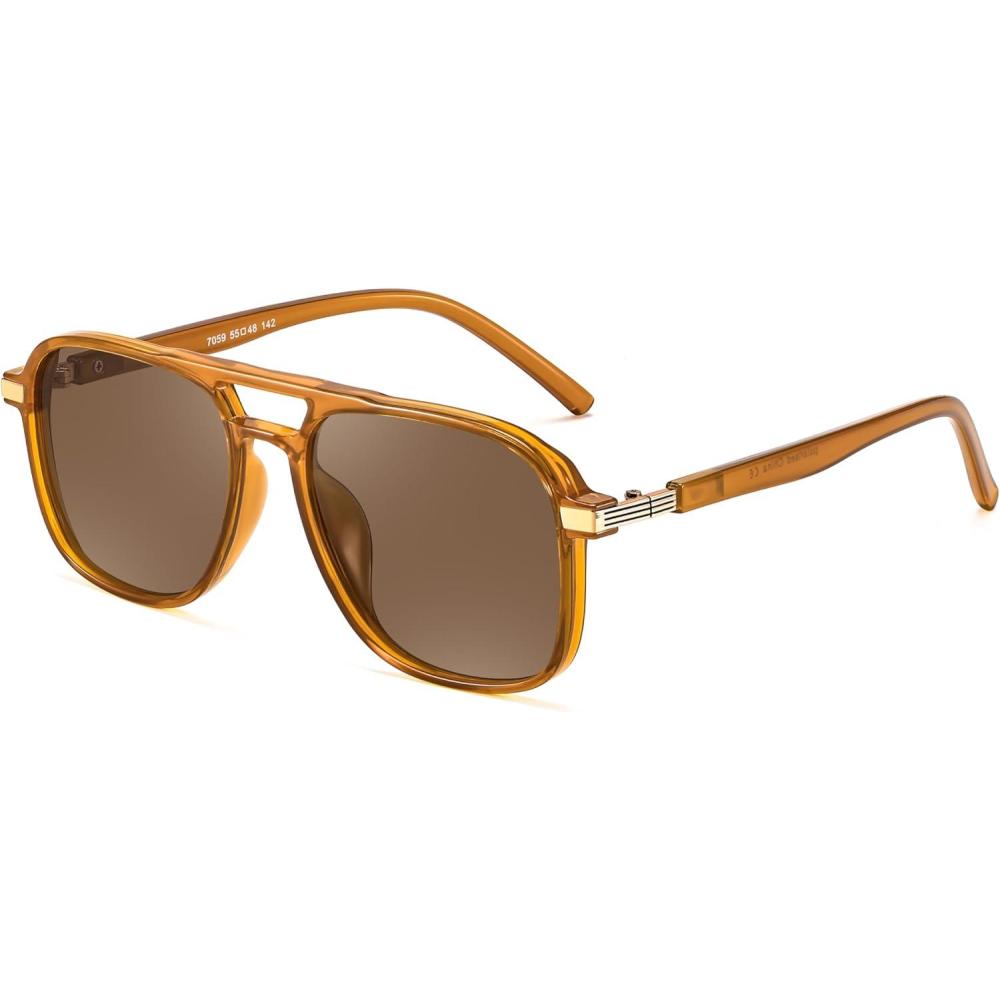 imageFEISEDY Retro Polarized Aviator Sunglasses Womens Men 70s Vintage Square Aviators Shades B9134