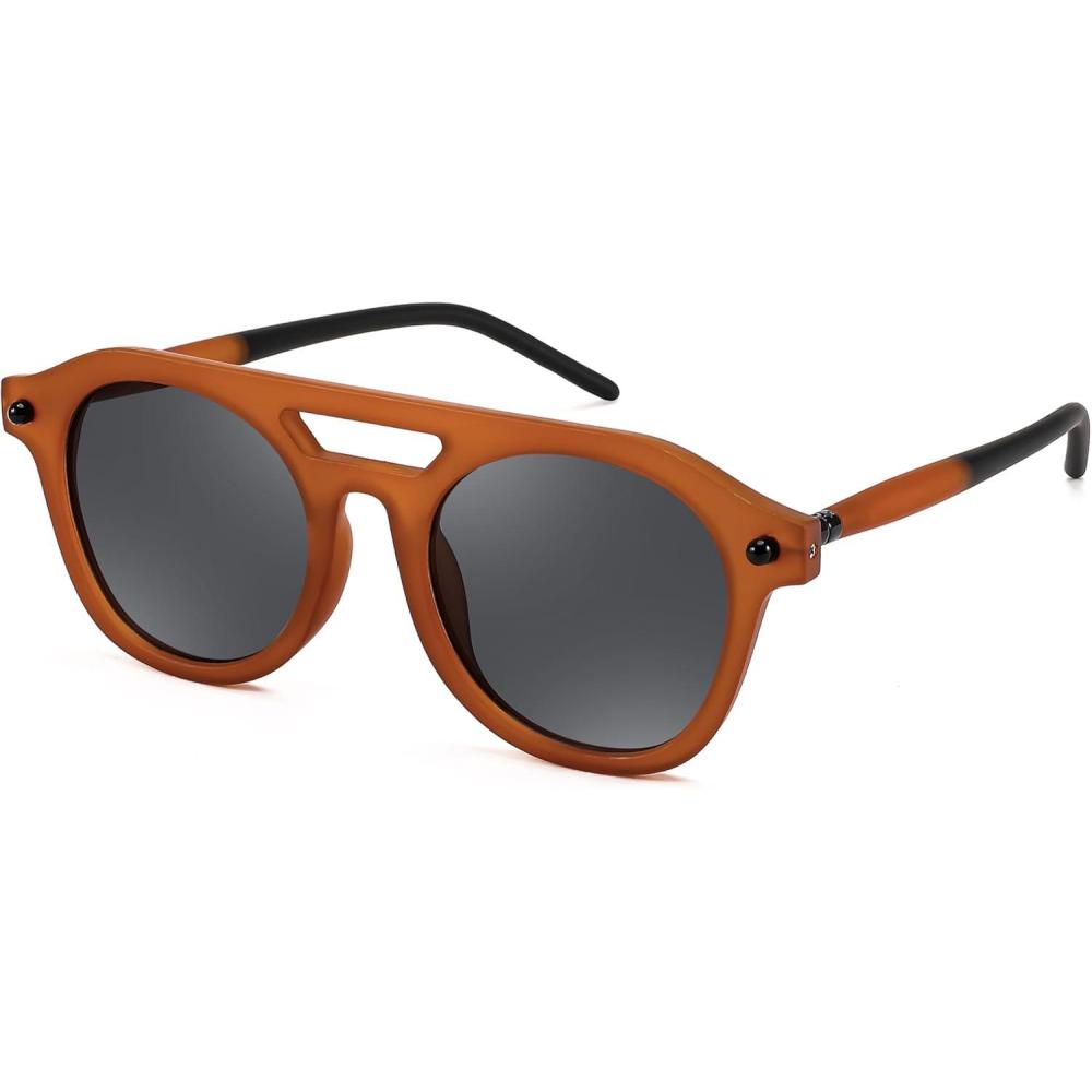 imageFEISEDY Retro Square Aviator Sunglasses Womens Mens Trendy 70s Vintage Stylish Frame UV400 Sun Glasses B0051003 Orange Black