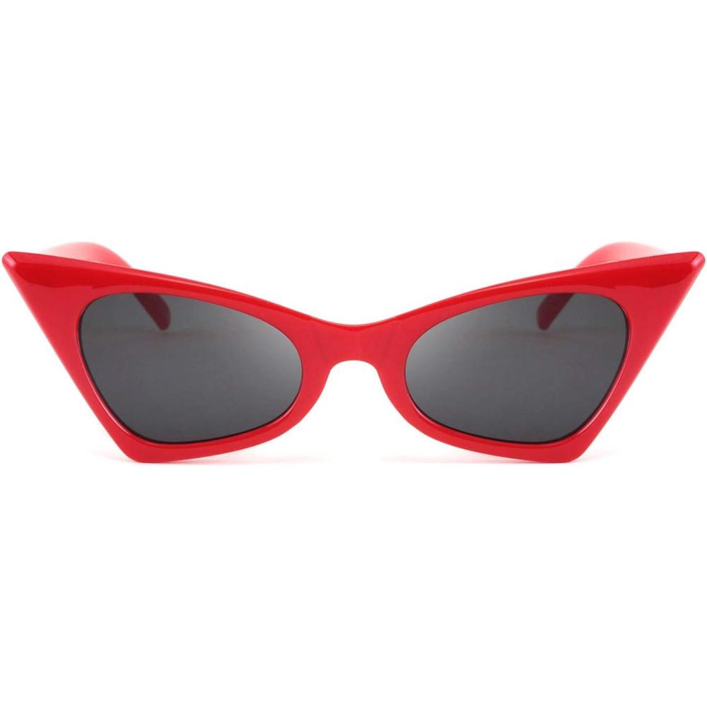 imageFEISEDY Small Cat Eye Sunglasses Vintage Square Shade Women Eyewear B229104 Red