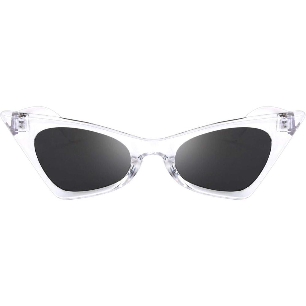 imageFEISEDY Small Cat Eye Sunglasses Vintage Square Shade Women Eyewear B229105 Transparent