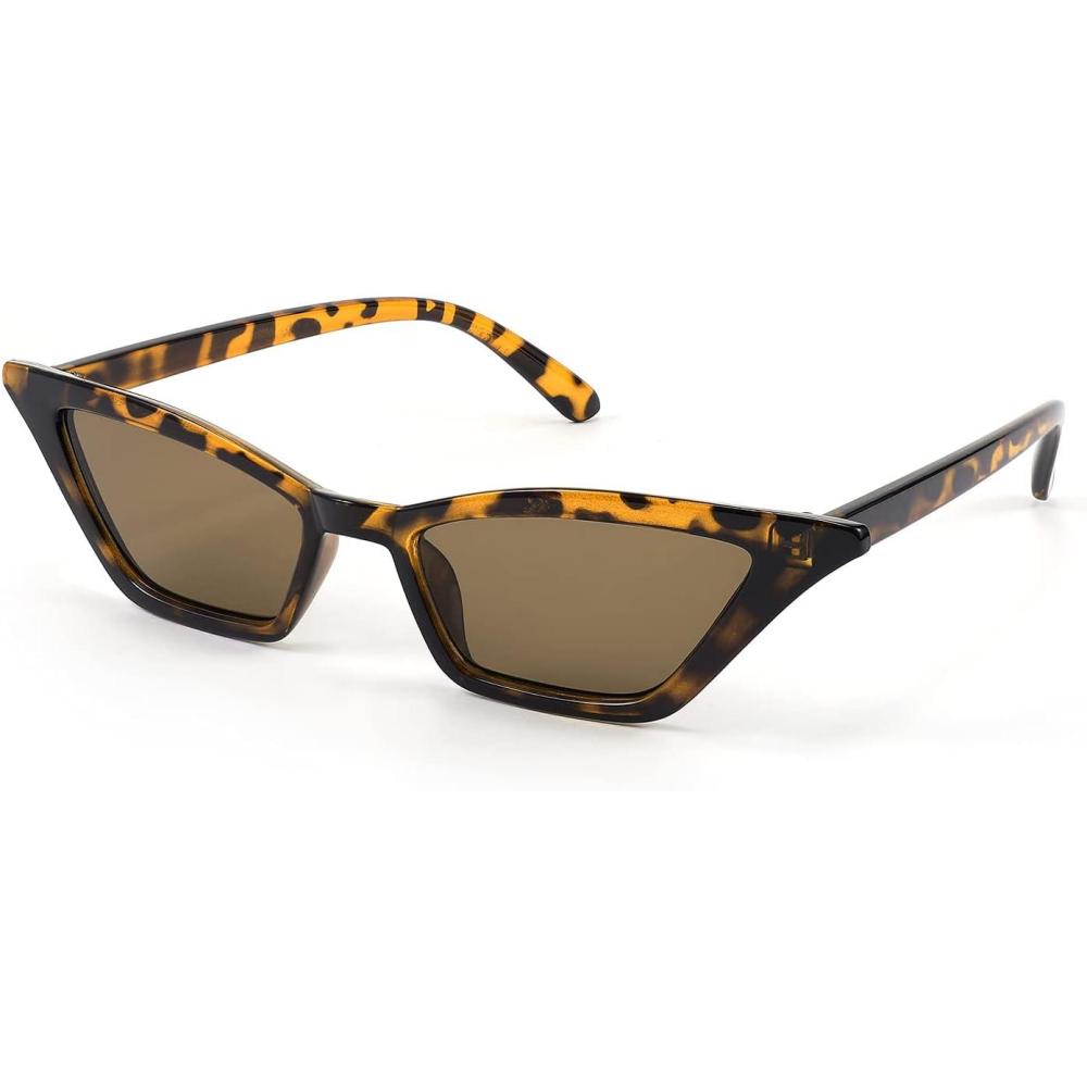 imageFEISEDY Small Cat Eye Sunglasses Vintage Square Shade Women Eyewear B2291Leopard Tea Lens