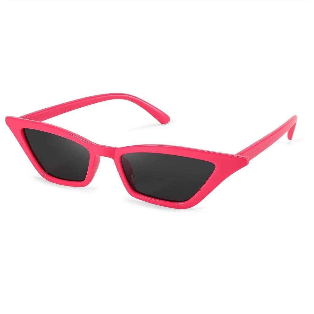 imageFEISEDY Small Cat Eye Sunglasses Vintage Square Shade Women Eyewear B2291Rose Red Grey Lens