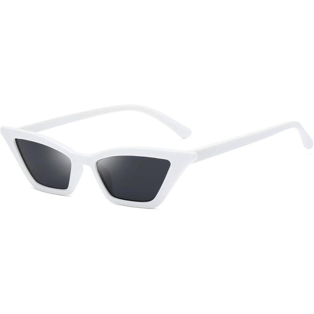 imageFEISEDY Small Cat Eye Sunglasses Vintage Square Shade Women Eyewear B2291White Grey Lens