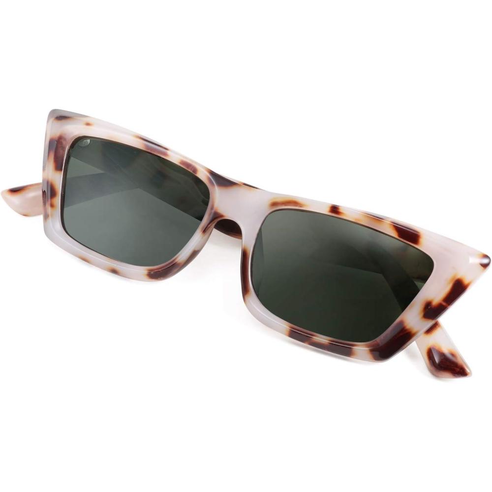 imageFEISEDY Small Cateye Square Polarized Sunglasses Women Classic Thick Rectangle Frame UV400 Sun Glasses B2736003 Milky Tortoiseshell