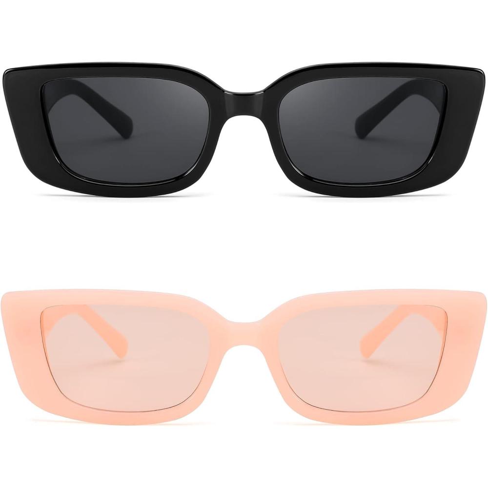 imageFEISEDY Small Rectangle Sunglasses for Women Men Vintage Trendy Y2K Rectangular Sunglasses B9066Blackpink