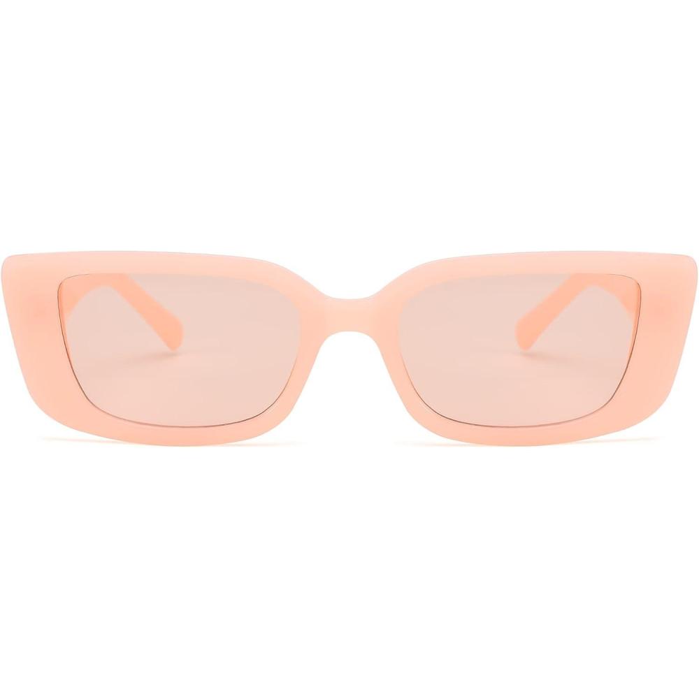 imageFEISEDY Small Rectangle Sunglasses for Women Men Vintage Trendy Y2K Rectangular Sunglasses B9066Pink
