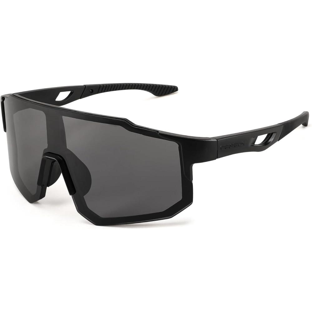 imageFEISEDY Sports Sunglasses for Men Women and Teens Baseball Biking Cycling UV400 Protection B2388001black Black