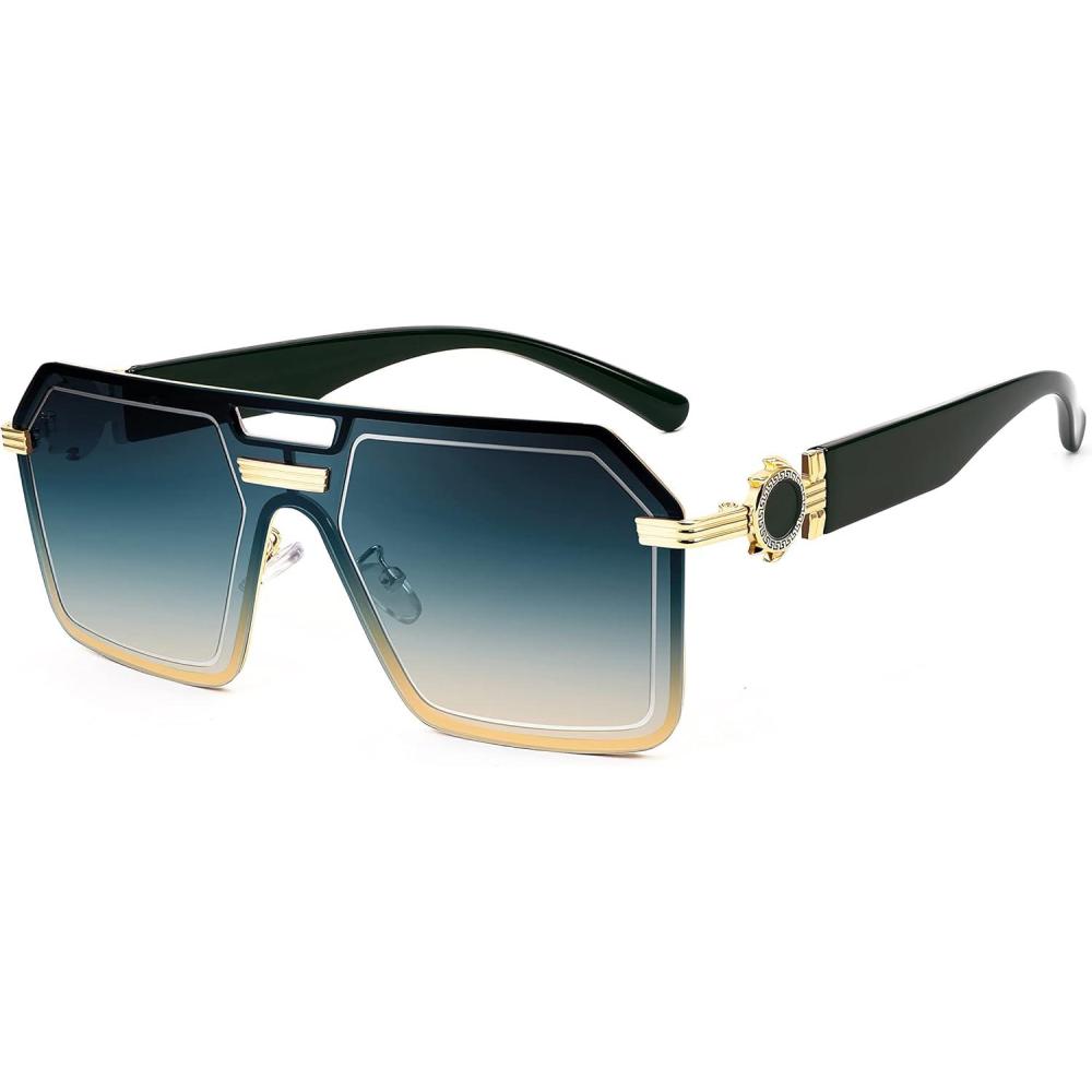 imageFEISEDY Square One Piece Sunglasses for Women Men Retro Fashion Modern Transparent Gradient Sunnies B9056