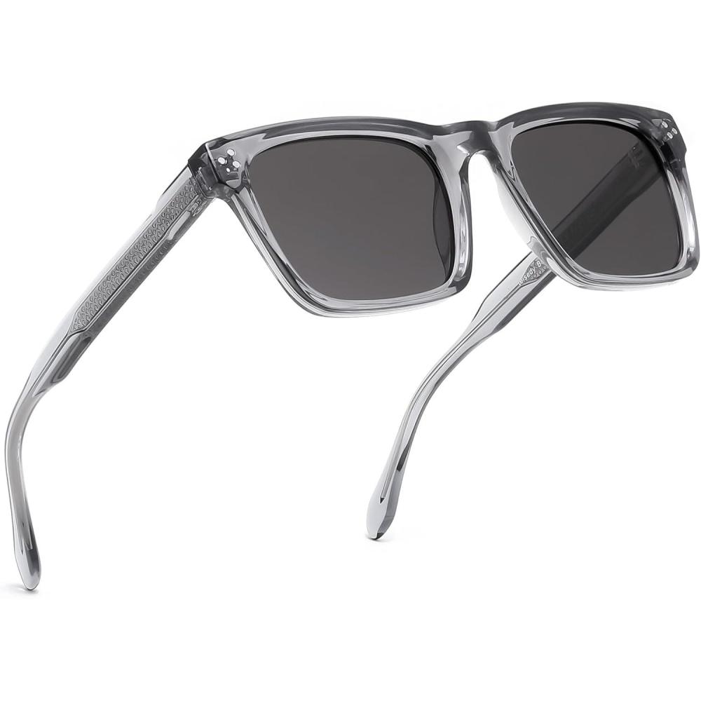 imageFEISEDY Square Sunglasses For Men Women Polarized Trendy Chunky Thick Frame Rectangle Shades Sun Glasses UV400 B0294GreyGrey