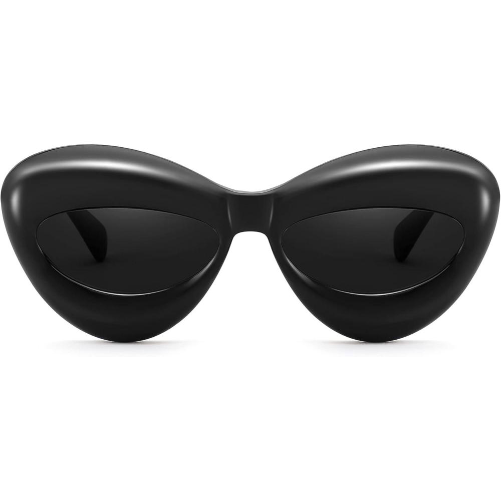 imageFEISEDY Sunglasses Womens Inflated Fun Lip Shape Sun Glasses Men Cat Eye Thick Frame for Festival Party B4126 Black