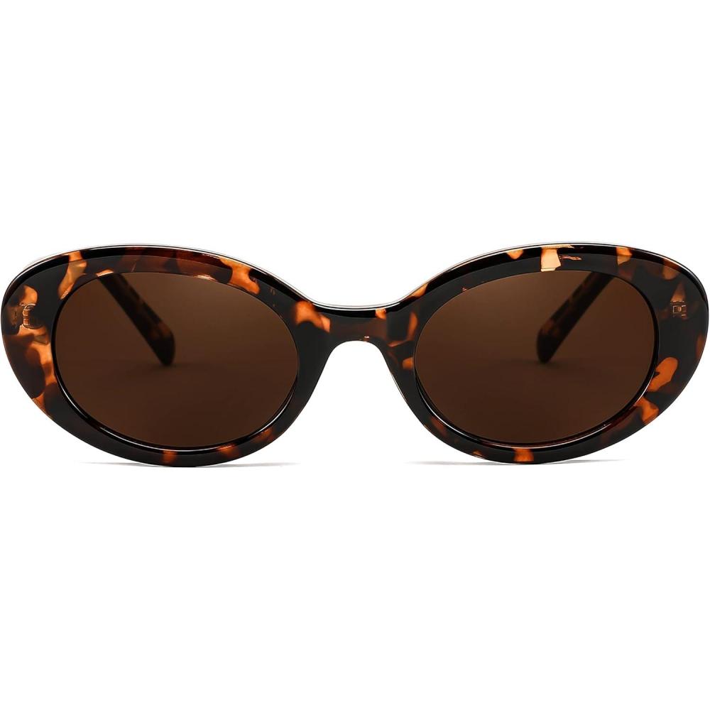 imageFEISEDY Sunglasses Womens Retro Oval Cateye Sun Glasses Men Small 90s Style B4128Tortoise