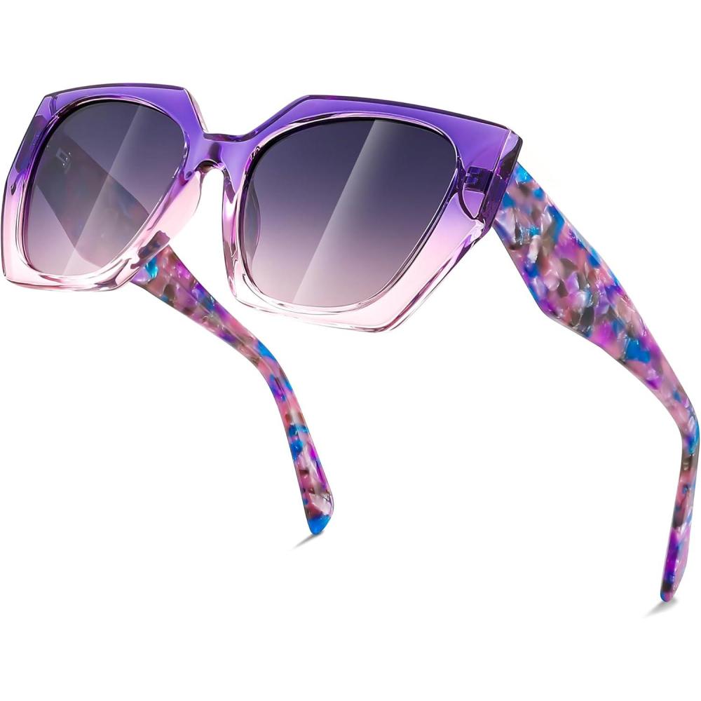 imageFEISEDY Trendy Polarized Sunglasses Oversized Irregular TR Frame for Women Men Retro Shades UV400 B0016002 Rubber Plate Amethyst