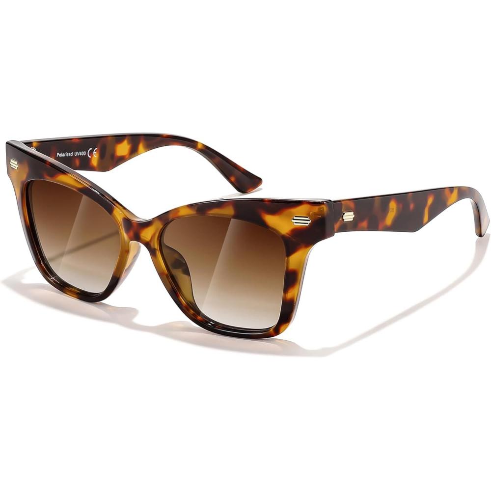 imageFEISEDY Trendy Polarized Sunglasses Retro Cateye Frame for Women UV400 Protection Shades B0009003 Leopard