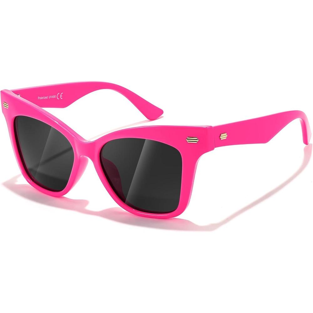 imageFEISEDY Trendy Polarized Sunglasses Retro Cateye Frame for Women UV400 Protection Shades B0009007 Hot Pink