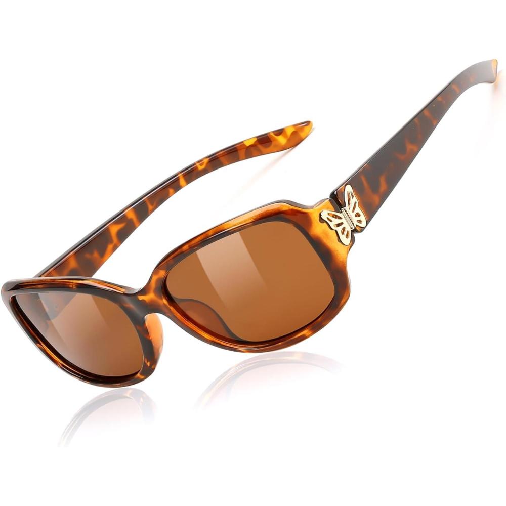 imageFEISEDY Trendy Polarized Y2K Sunglasses Wrap Around Butterfly Design Fashion Sunnies UV400 Protection B0078007 Leopard Frame