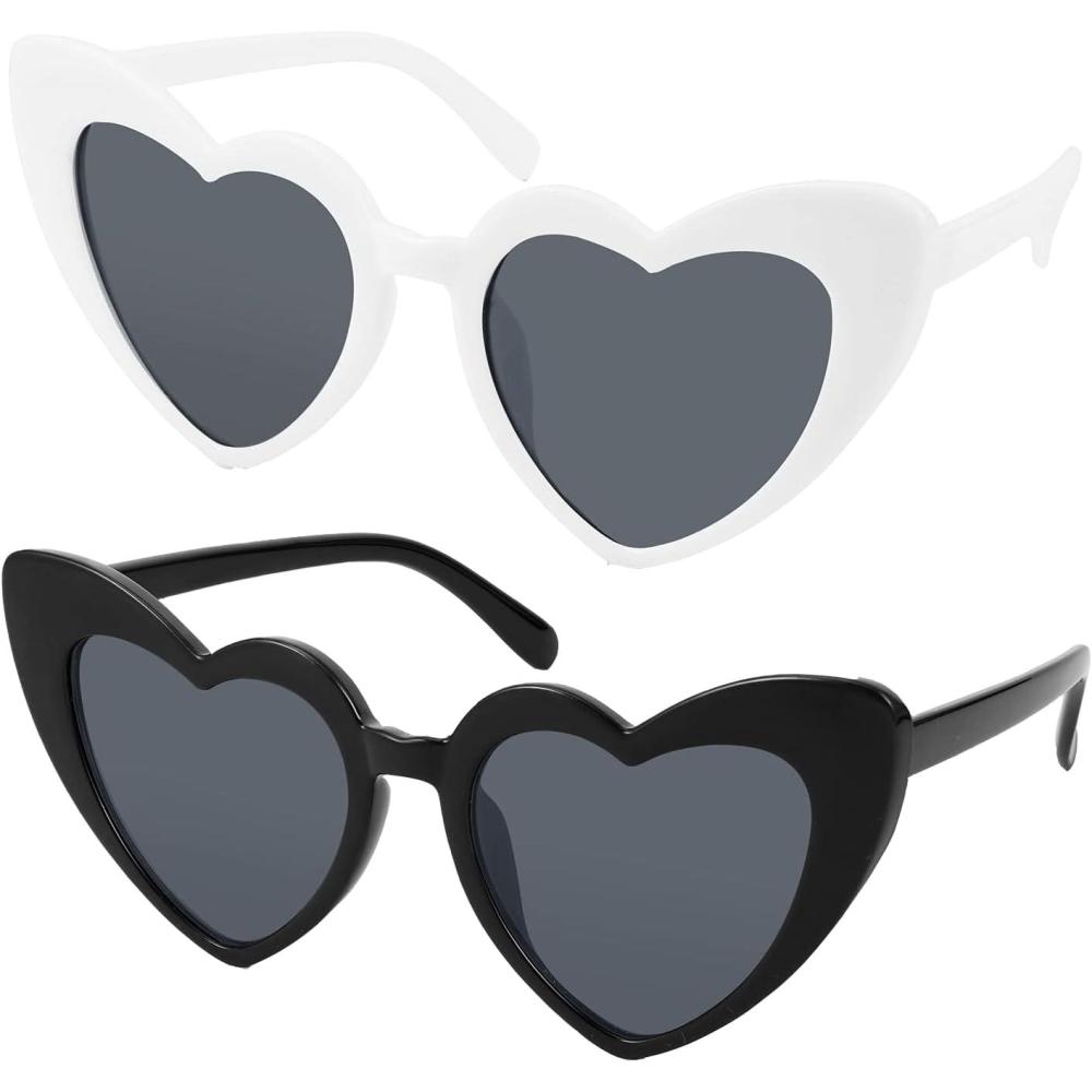 imageFEISEDY Vintage Heart Shaped Sunglasses Women Stylish Love Eyeglasses B2421P1 2 Pack  Black  Pink