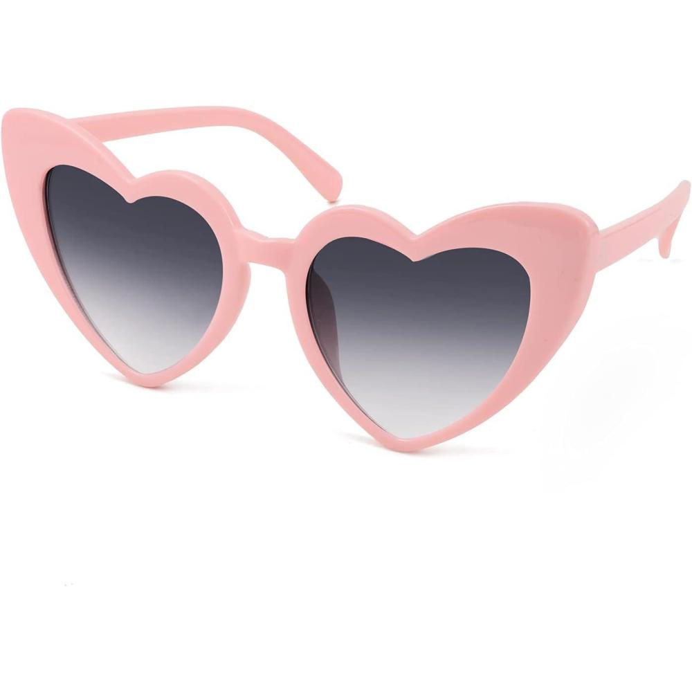 imageFEISEDY Vintage Heart Shaped Sunglasses Women Stylish Love Eyeglasses B2421P1PinkGradient Gray Lenses