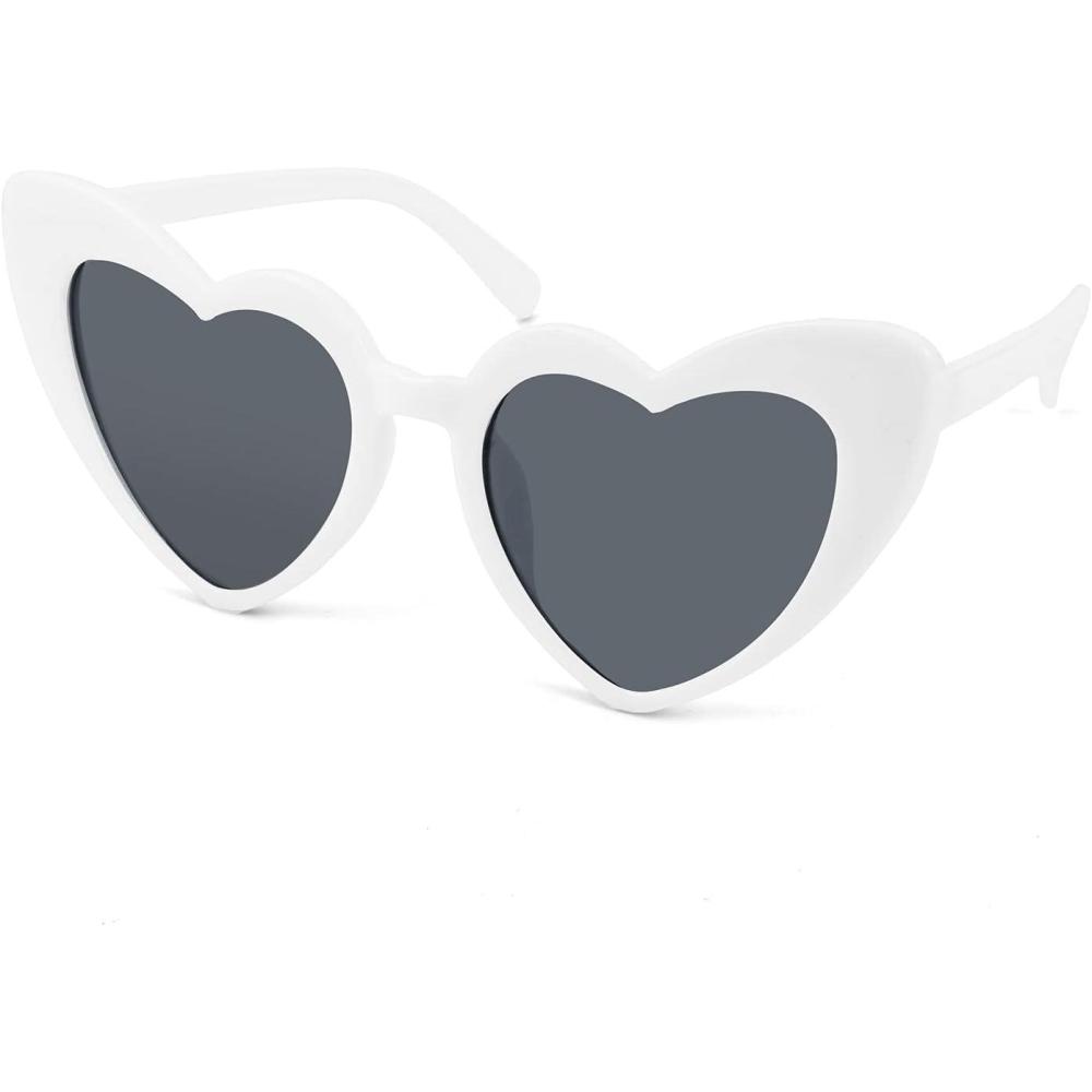 imageFEISEDY Vintage Heart Shaped Sunglasses Women Stylish Love Eyeglasses B2421P1White