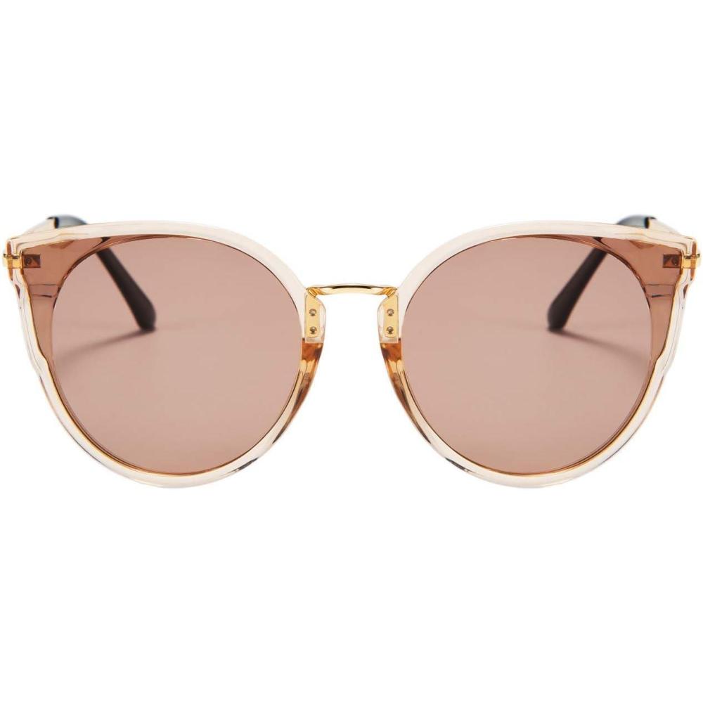 imageFEISEDY Vintage Polarized Cat Eye Sunglasses for Women Oversized Round Sunglasses Anti Glare B7000Champagne