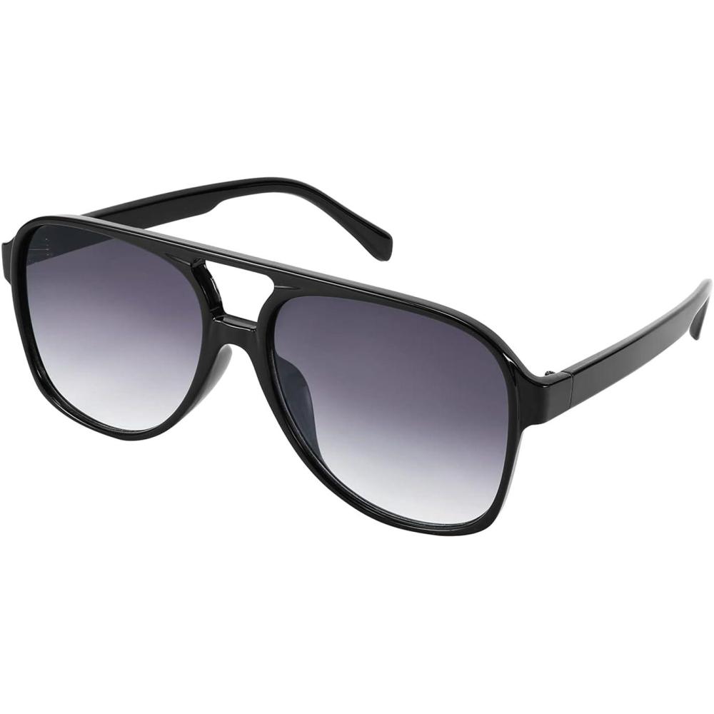 imageFEISEDY Vintage Retro 70s Plastic Aviator Sunglasses Women Men Classic Large Squared Frame B2751Black