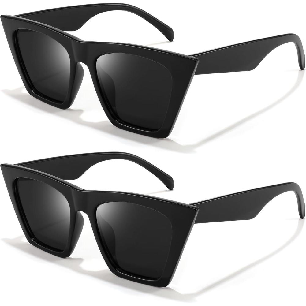 imageFEISEDY Vintage Square Cat Eye Sunglasses Women Trendy Cateye Sunglasses B2473Black Black