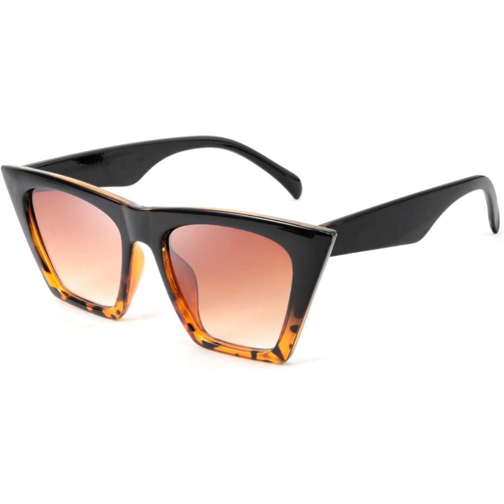 imageFEISEDY Vintage Square Cat Eye Sunglasses Women Trendy Cateye Sunglasses B2473Black Leopard