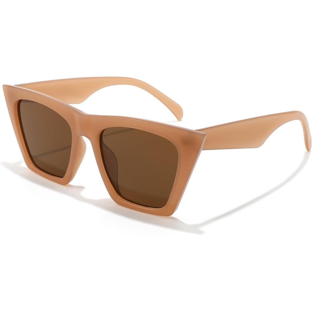 imageFEISEDY Vintage Square Cat Eye Sunglasses Women Trendy Cateye Sunglasses B2473Caramel