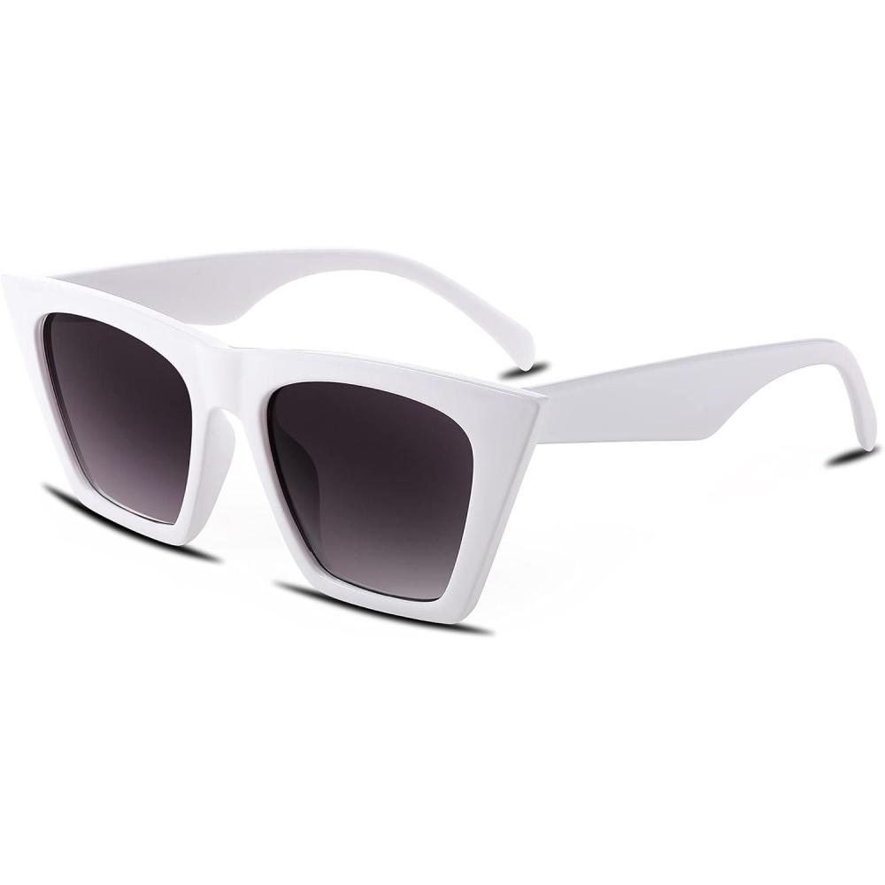 imageFEISEDY Vintage Square Cat Eye Sunglasses Women Trendy Cateye Sunglasses B2473White