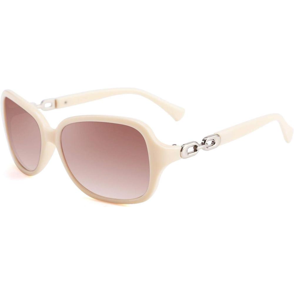 imageFEISEDY Vintage Square Polarized Sunglasses for Women UV400 Travel Driving Fashion Arcuate Sunglasses B2526Beige