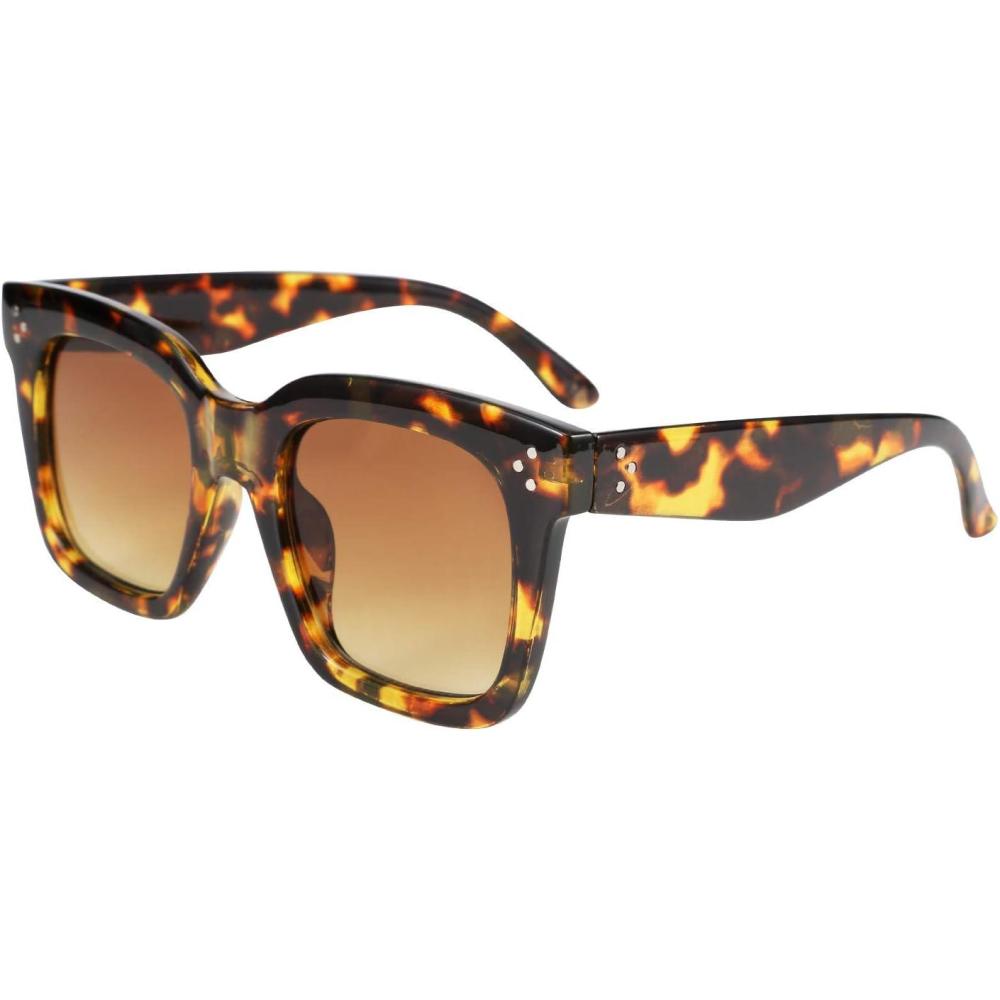 imageFEISEDY Vintage Women Butterfly Sunglasses Designer Luxury Square Gradient Sun Glasses Shades B2486Leopard
