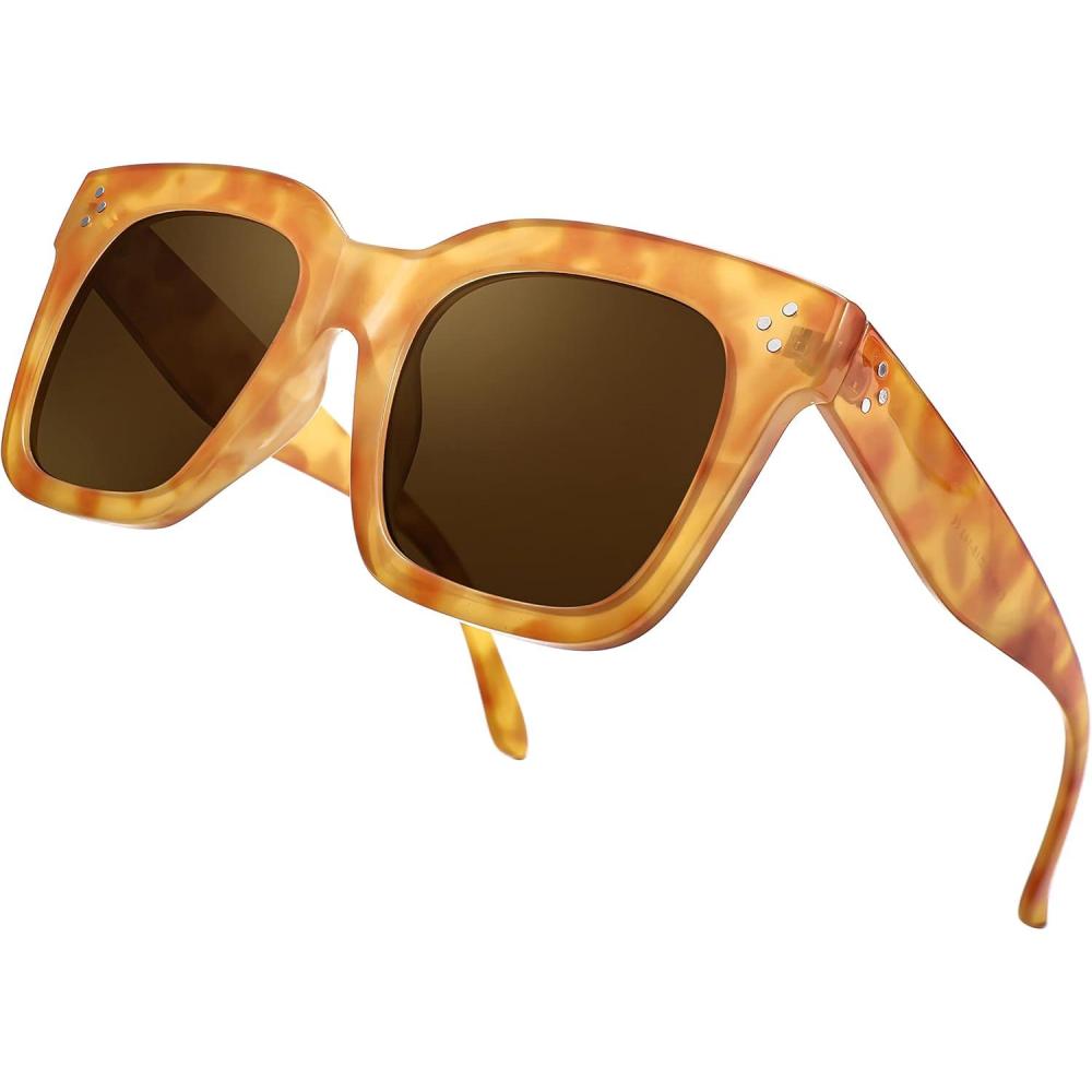 imageFEISEDY Vintage Women Butterfly Sunglasses Designer Luxury Square Gradient Sun Glasses Shades B2486Orange Leopard