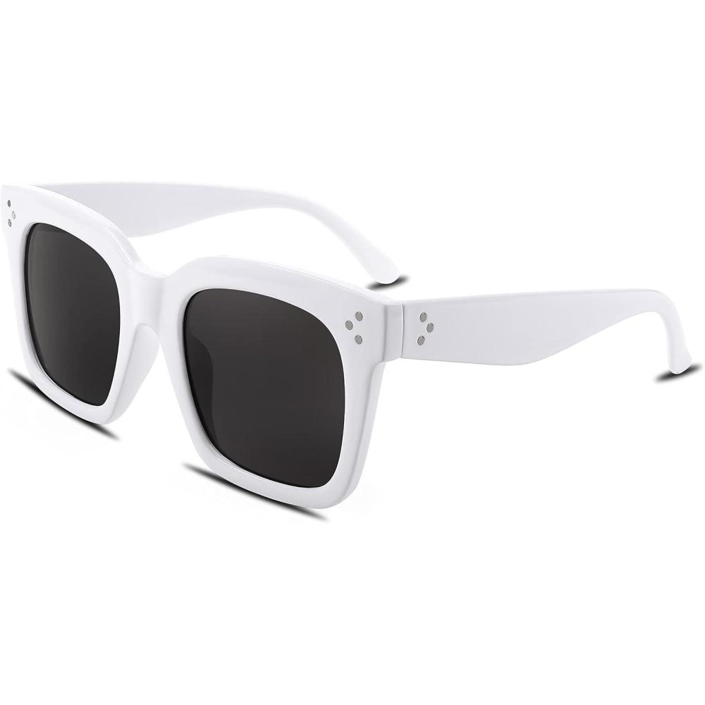 imageFEISEDY Vintage Women Butterfly Sunglasses Designer Luxury Square Gradient Sun Glasses Shades B2486White