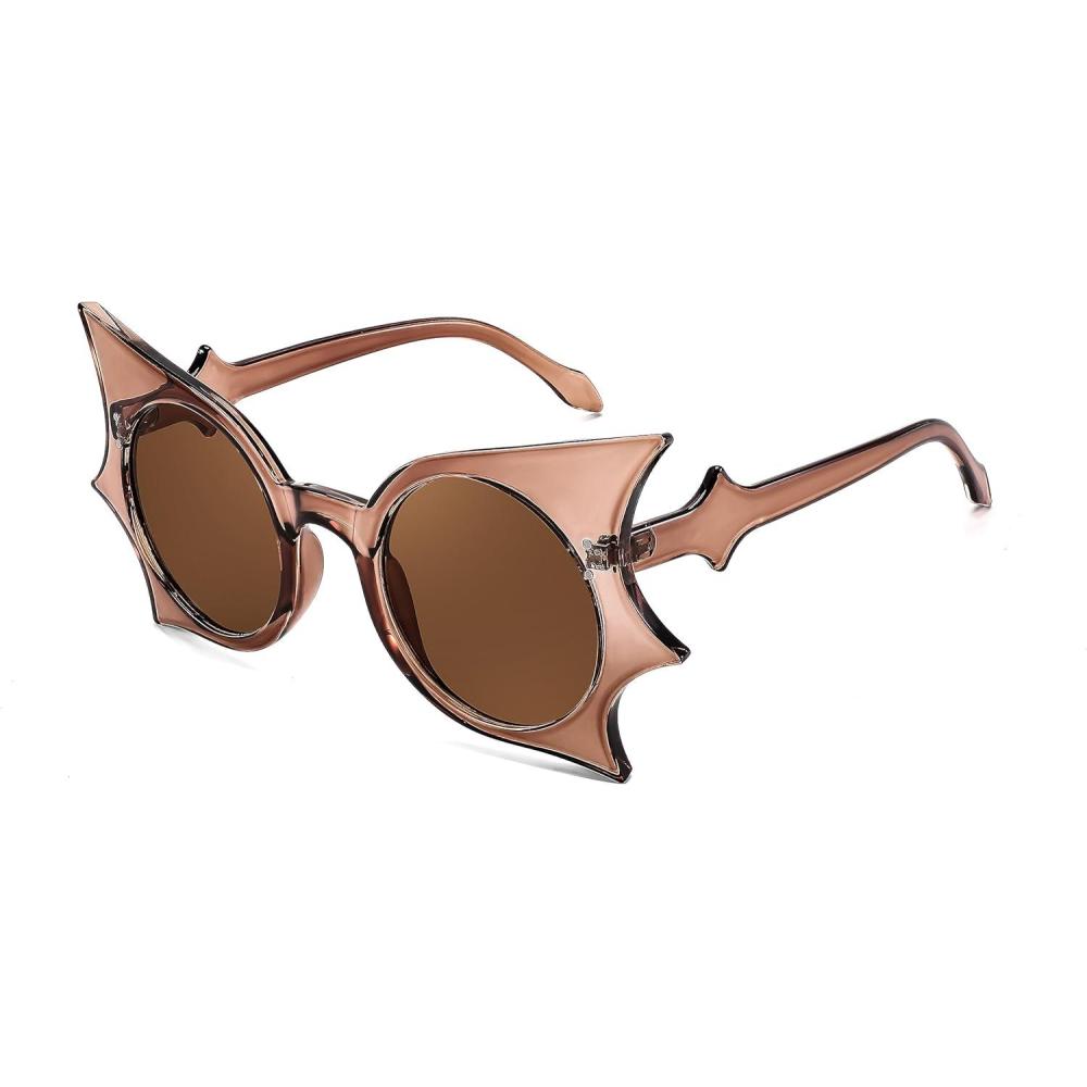 imageFEISEDY Women Men Funny Sunglasses Butterfly Shaped Bat Shades for Halloween and Party B4142Brown