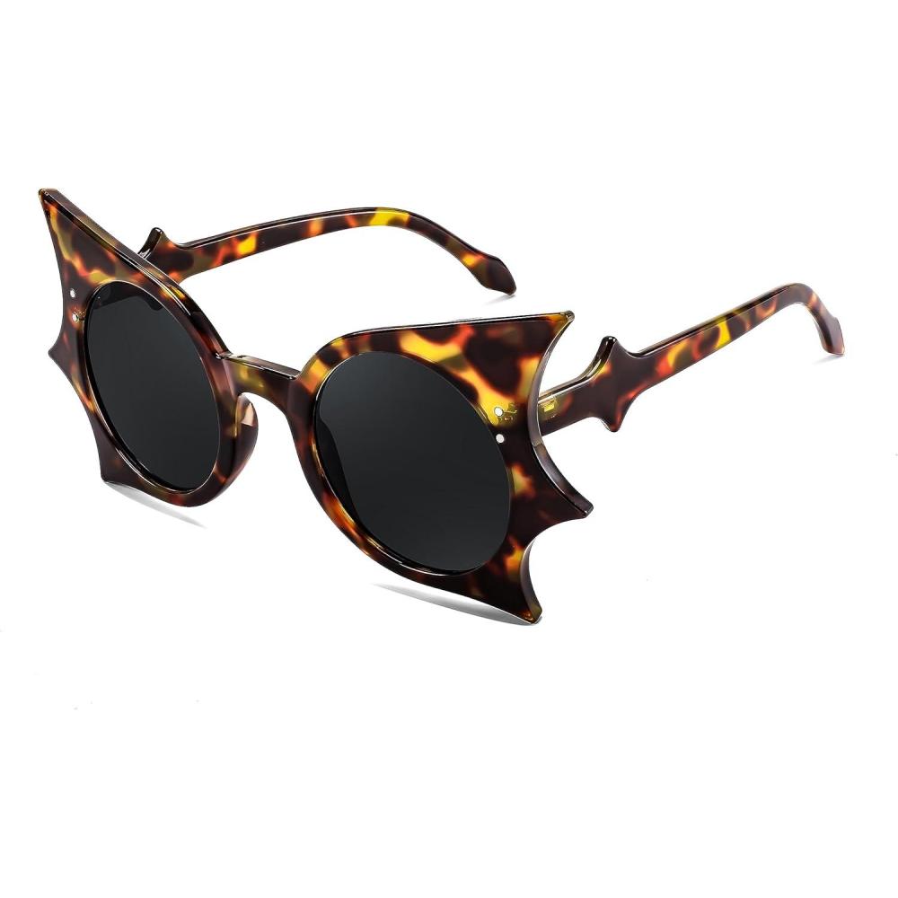 imageFEISEDY Women Men Funny Sunglasses Butterfly Shaped Bat Shades for Halloween and Party B4142Leopard