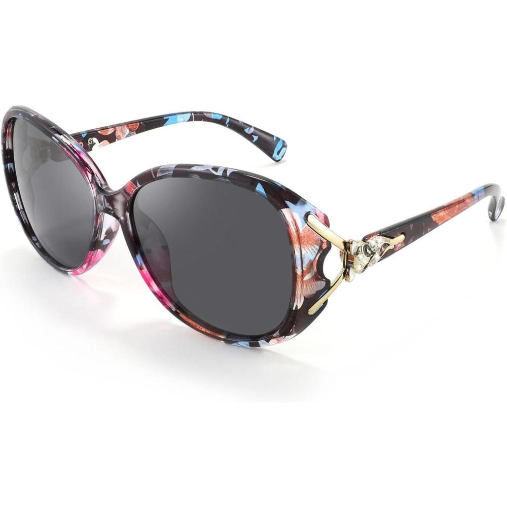 imageFEISEDY Women Oversized Polarized Sunglasses Ladies Large Shades Classic Fox Sunglasses B2730Floral