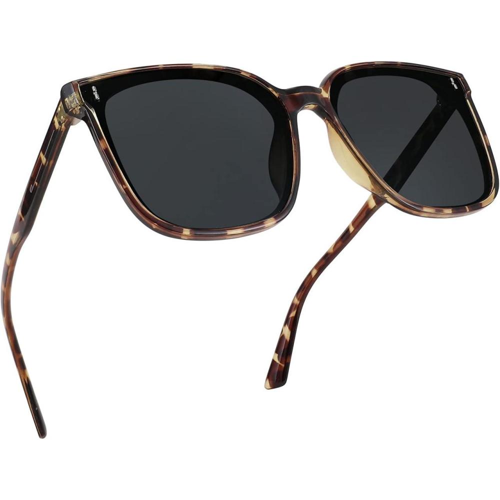 imageFEISEDY Women Oversized Vintage Polarized Sunglasses Square Cute Trendy Classic Simple Men B2758003 Camouflage Frame Grey Lens