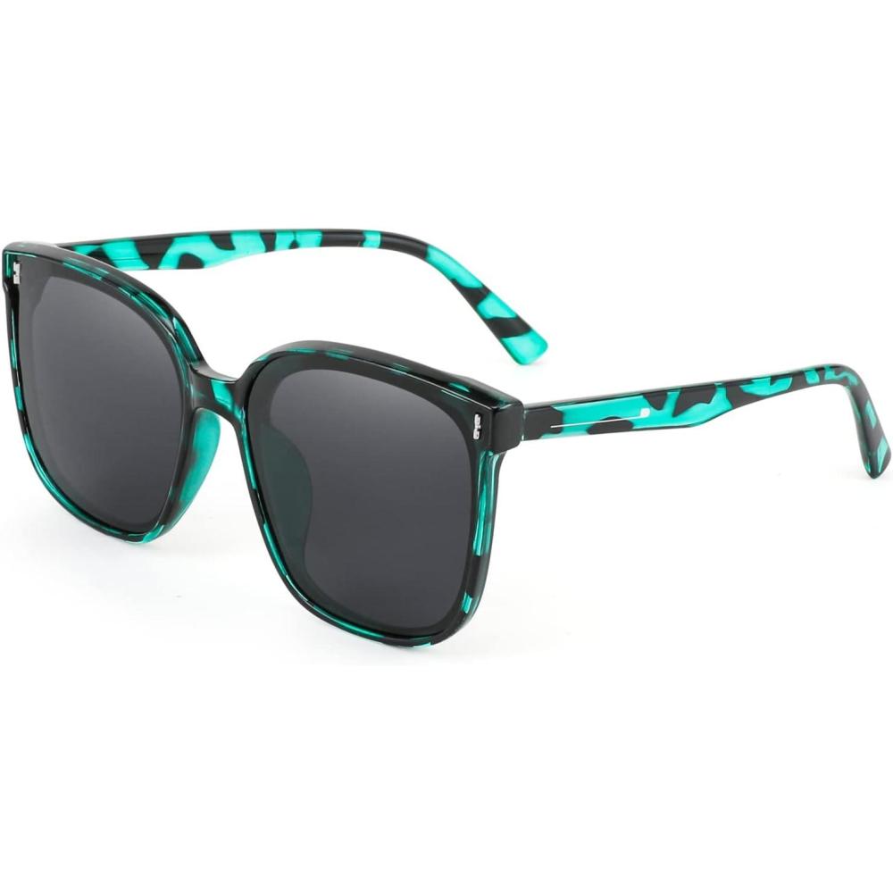 imageFEISEDY Women Oversized Vintage Polarized Sunglasses Square Cute Trendy Classic Simple Men B2758007 Green Leopard