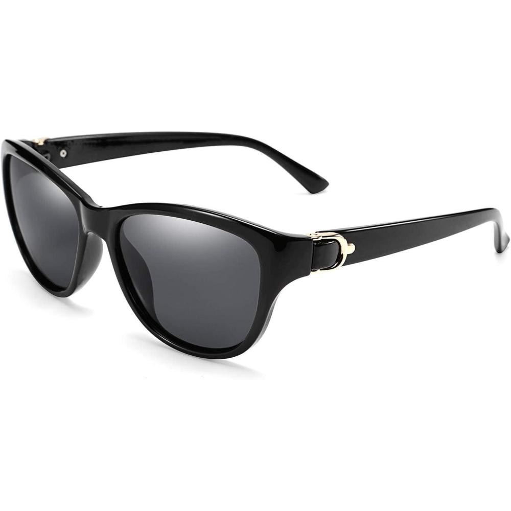 imageFEISEDY Women Vintage Polarized Sunglasses Lady Elegant Cateye Sun Glasses B2476Black