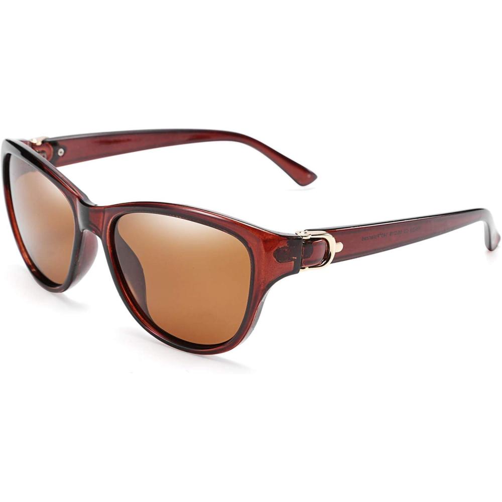 imageFEISEDY Women Vintage Polarized Sunglasses Lady Elegant Cateye Sun Glasses B2476Brown